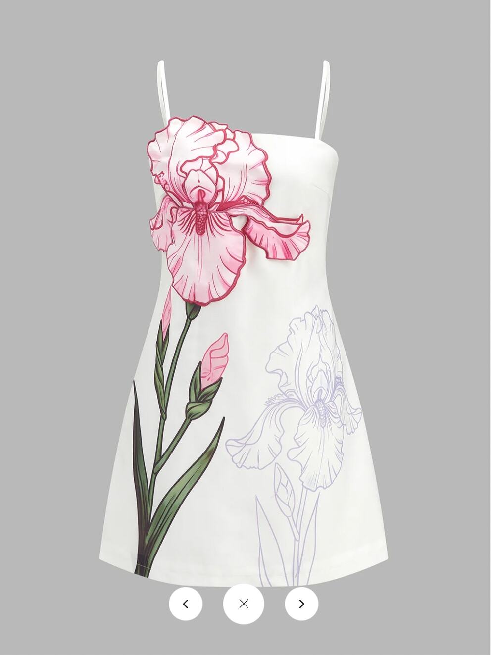 NWT Commense 3D Iris Appliqué Cami Mini Dress Sz L